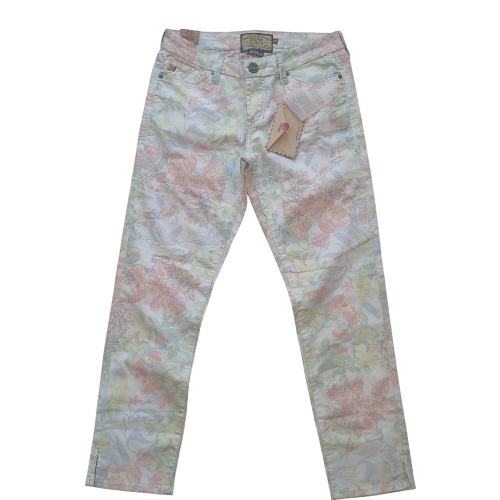 Dear John Floral Print Straight Leg Pants Pastel‎ Botanical Size 28 NWT